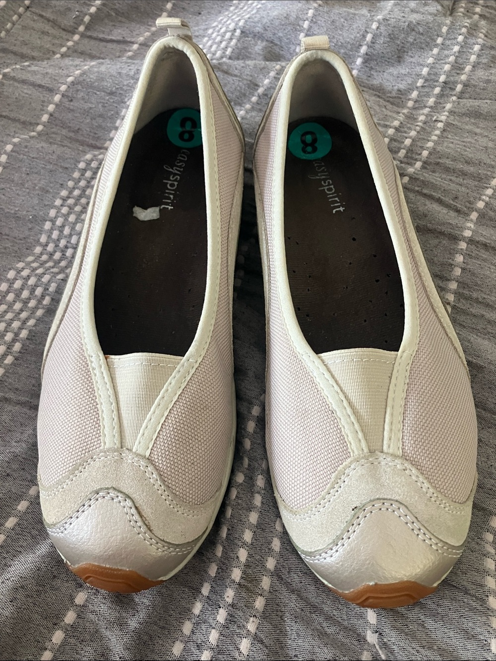 Easy Spirit Women's Slip-On Flats in Cream and Light Taupe